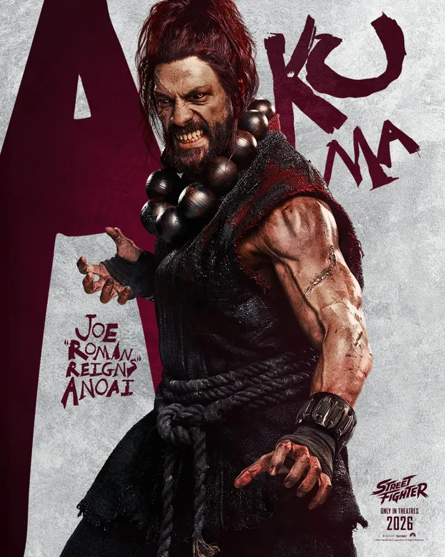 Official Street Fighter character poster: Roman Reigns as Akuma