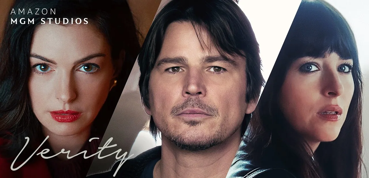 Official Verity theatrical poster with Dakota Johnson, Anne Hathaway and Josh Hartnett